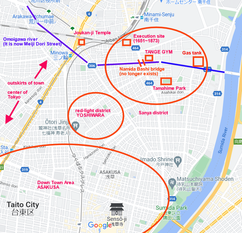 Map Asakusa Yoshiwara Sanya